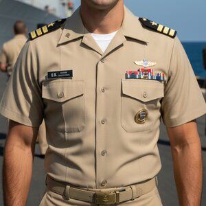 NWT Flying Cross by Fechheimer Men’s Short Sleeve USN Uniform Shirt  - Size L